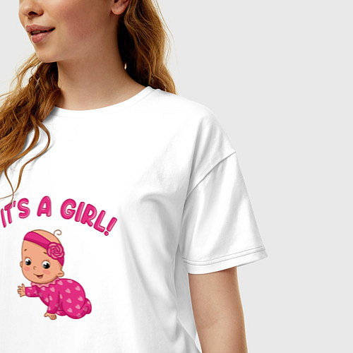Женская футболка оверсайз Это девочка! / Белый – фото 3