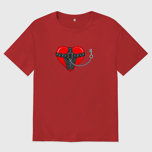 Женская футболка оверсайз Сердце и ключ / Красный – фото 1