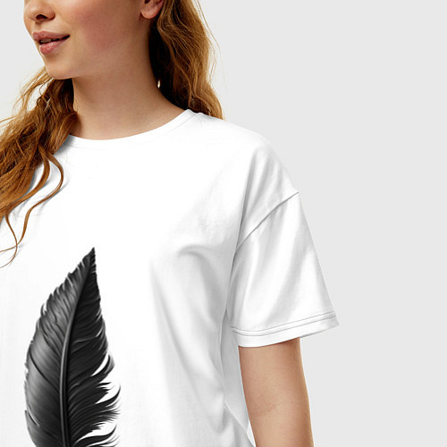 Женская футболка оверсайз Черное перо / Белый – фото 3