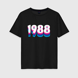 Футболка оверсайз женская Made in 1988 vintage art, цвет: черный