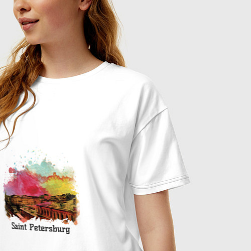 Женская футболка оверсайз Акварельный Питер / Белый – фото 3