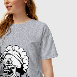 Футболка оверсайз женская Chef skull, цвет: меланж — фото 2
