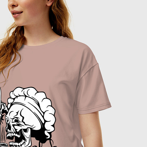 Женская футболка оверсайз Chef skull / Пыльно-розовый – фото 3