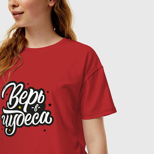Женская футболка оверсайз Верь в чудеса / Красный – фото 3