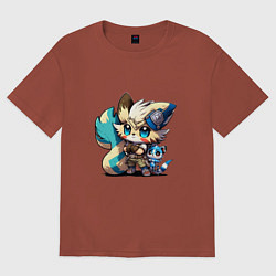 Футболка оверсайз женская Аниме лиса, цвет: кирпичный