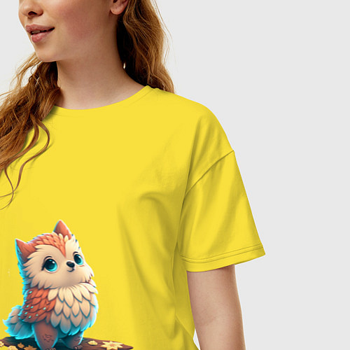 Женская футболка оверсайз Сова мудрая птица / Желтый – фото 3