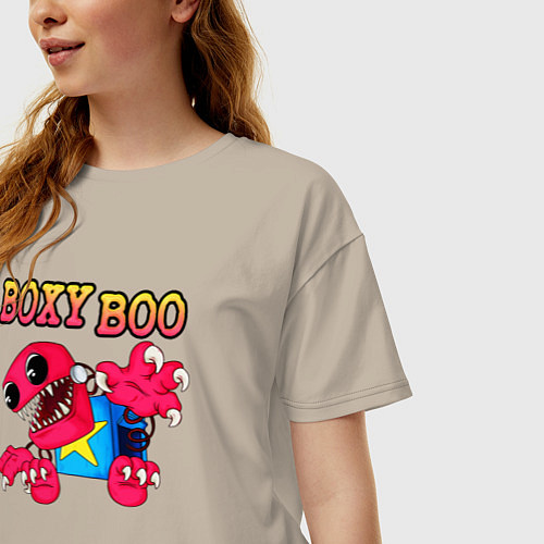 Женская футболка оверсайз Project Playtime Boxy Boo / Миндальный – фото 3