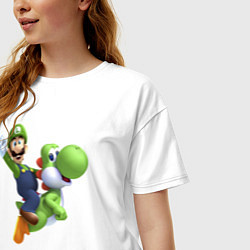 Футболка оверсайз женская Луиджи на Йоши, цвет: белый — фото 2