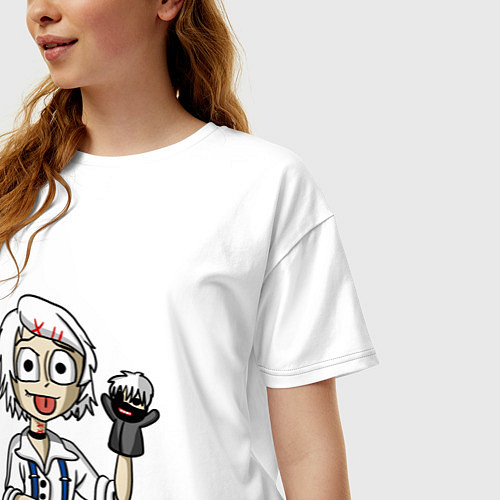 Женская футболка оверсайз Джузо с куклой / Белый – фото 3