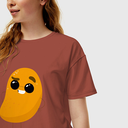 Женская футболка оверсайз Просто милое авокадо / Кирпичный – фото 3