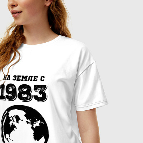 Женская футболка оверсайз На Земле с 1983 с краской на светлом / Белый – фото 3