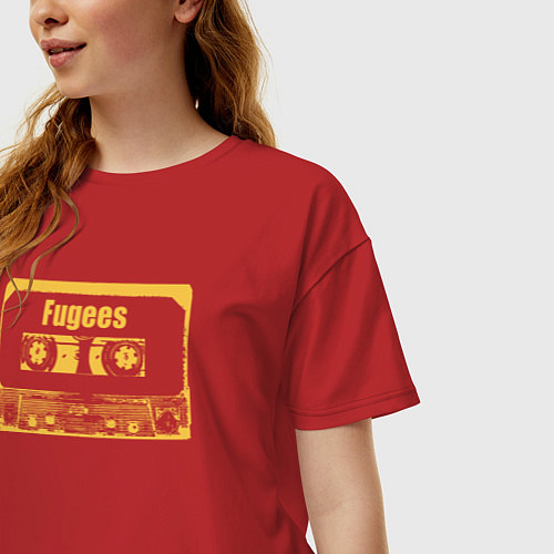 Женская футболка оверсайз Fugees cassette / Красный – фото 3