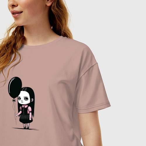 Женская футболка оверсайз Мрачная девочка / Пыльно-розовый – фото 3