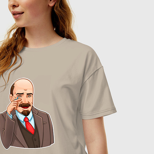 Женская футболка оверсайз Ленин смеётся / Миндальный – фото 3