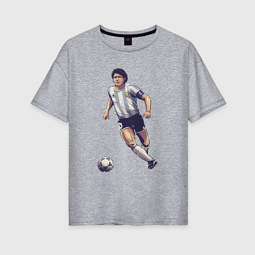 Женская футболка оверсайз Maradona football / Меланж – фото 1