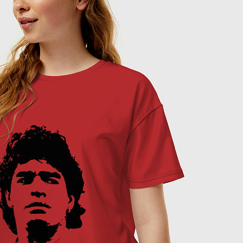 Женская футболка оверсайз Face Maradona / Красный – фото 3