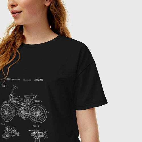 Женская футболка оверсайз Патент на винтажный велосипед / Черный – фото 3