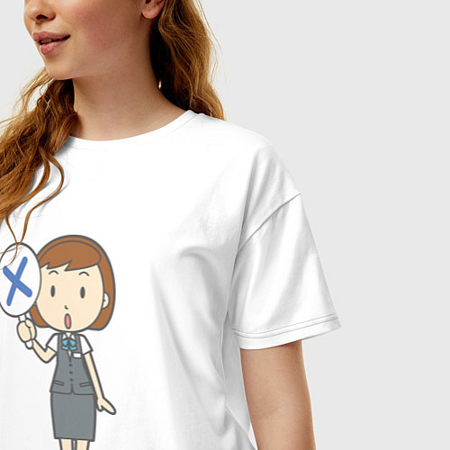 Женская футболка оверсайз Офисная леди держит знак нельзя / Белый – фото 3