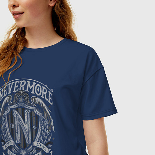 Женская футболка оверсайз Академия Невермор герб / Тёмно-синий – фото 3