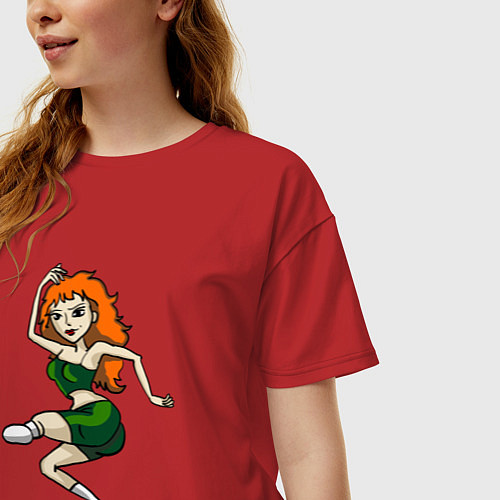 Женская футболка оверсайз Рыжая танцовщица / Красный – фото 3