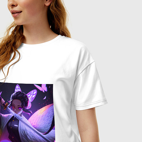 Женская футболка оверсайз Ночной мотылек / Белый – фото 3