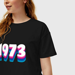 Футболка оверсайз женская Made in 1973 vintage art, цвет: черный — фото 2