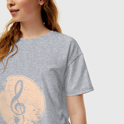 Женская футболка оверсайз Музыка - скрипичный ключ / Меланж – фото 3