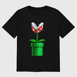 Футболка оверсайз женская Марио Растение Пиранья, цвет: черный