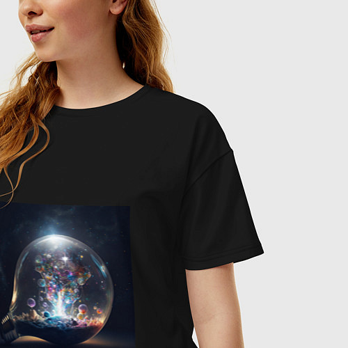 Женская футболка оверсайз Волшебство в космосе / Черный – фото 3