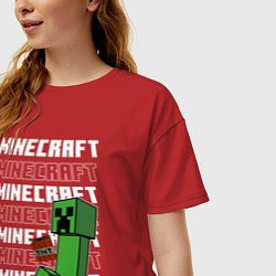 Футболка оверсайз женская Крипер Майнкрафт, цвет: красный — фото 2