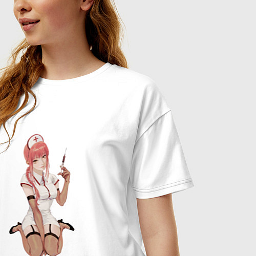 Женская футболка оверсайз Makima nurse / Белый – фото 3