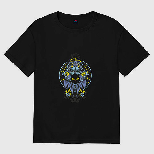 Женская футболка оверсайз Сова мандала / Черный – фото 1