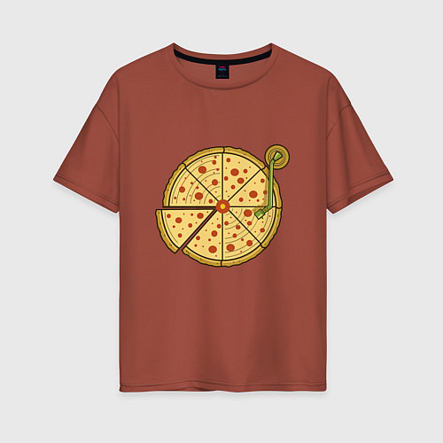 Женская футболка оверсайз Vinyl pizza / Кирпичный – фото 1