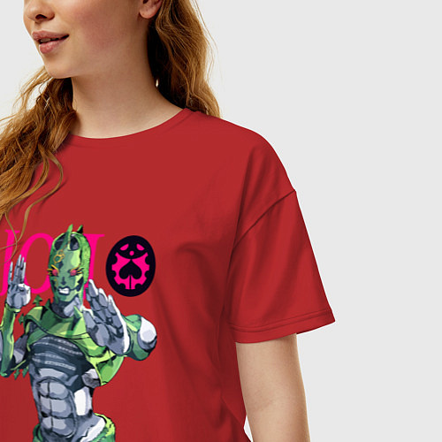 Женская футболка оверсайз C-Moon - stand of Enrico Pucci - Jojo / Красный – фото 3