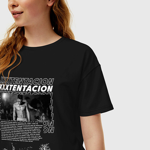 Женская футболка оверсайз XXXtentacion rapper / Черный – фото 3