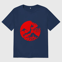 Футболка оверсайз женская Флаг Японии - красное солнце, цвет: тёмно-синий
