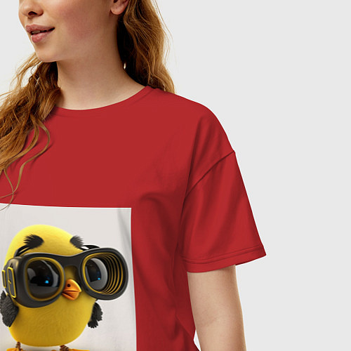 Женская футболка оверсайз Солнечный цыпленок / Красный – фото 3