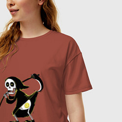 Футболка оверсайз женская Smiling death, цвет: кирпичный — фото 2