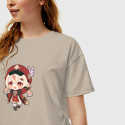 Футболка оверсайз женская Chibi Klee: catch fish, цвет: миндальный — фото 2