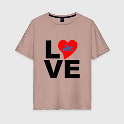 Футболка оверсайз женская Люблю плавать, цвет: пыльно-розовый