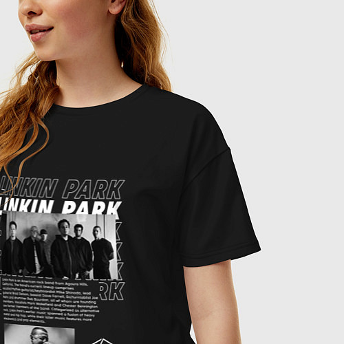 Женская футболка оверсайз Linkin Park цитата / Черный – фото 3