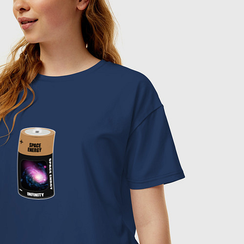 Женская футболка оверсайз Space energy энергия космоса / Тёмно-синий – фото 3