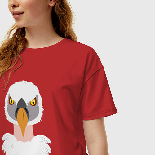 Женская футболка оверсайз Птица стервятник / Красный – фото 3