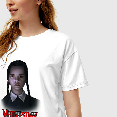 Женская футболка оверсайз Wednesday horror / Белый – фото 3