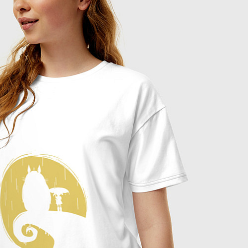 Женская футболка оверсайз Тоторо в ночи / Белый – фото 3