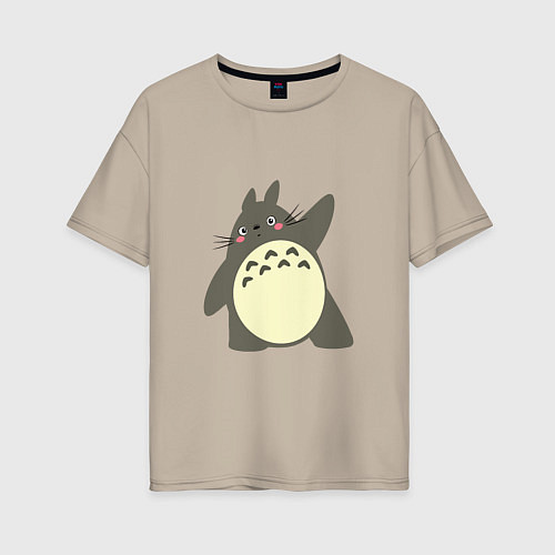 Женская футболка оверсайз Hello Totoro / Миндальный – фото 1