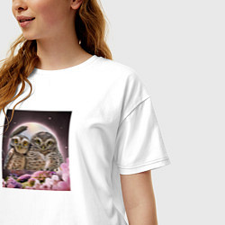 Футболка оверсайз женская Две совы, цвет: белый — фото 2