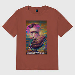 Футболка оверсайз женская Vincent Van Gogh - автопортрет - нейросеть, цвет: кирпичный