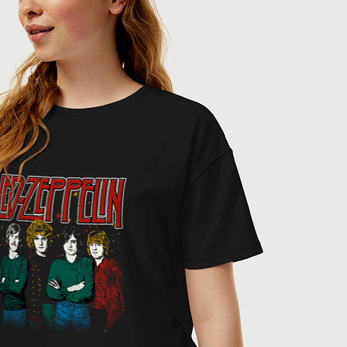 Женская футболка оверсайз Led Zeppelin винтаж / Черный – фото 3