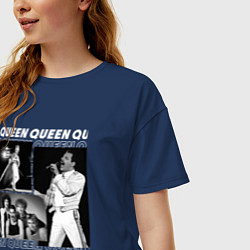 Футболка оверсайз женская Queen рок группа, цвет: тёмно-синий — фото 2